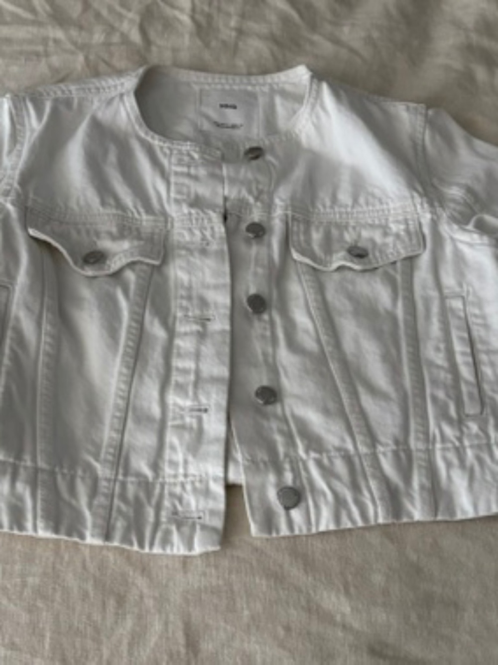 Mango Cropped White Denim Jacket  Size S